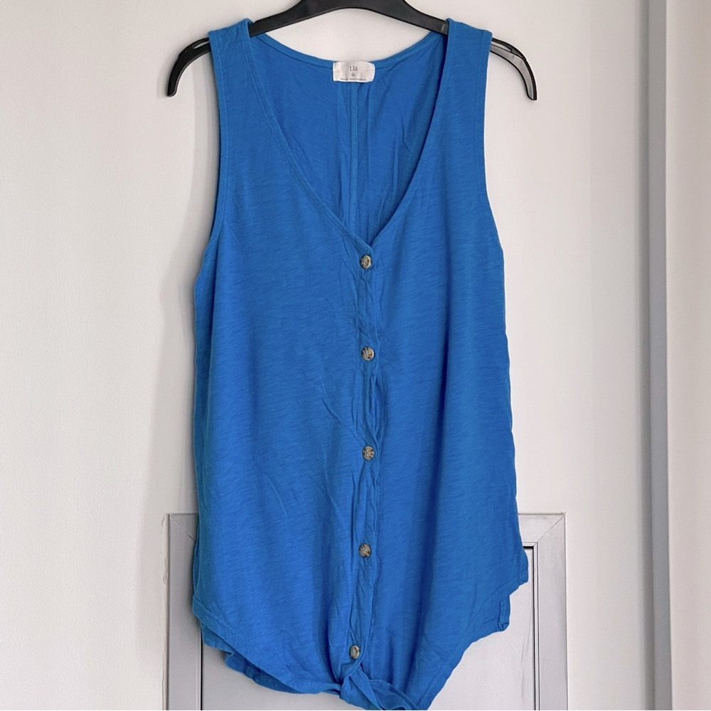 NWOT ANTHROPOLOGIE T.La Vibrant Blue Button-Front Tank Top